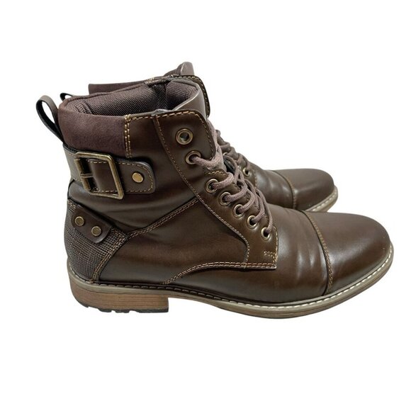 J. Ferrar Mens 8.5 Brown Lace Up Boots Block Heel Faux Leather With Memory Foam main image 7